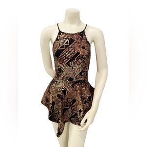 Privy Geometric Peplum Romper Crisscross Back Women’s Size Small